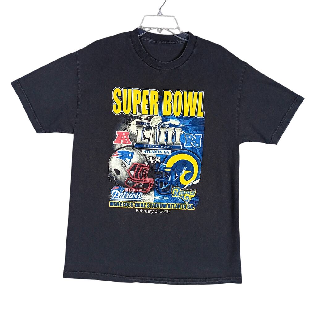 Super Bowl LIII 2019 History Dates and Places Graphic Tee Size Medium Black